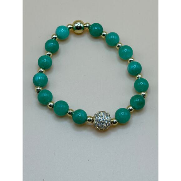 Green Gemstone Stretch Bracelet + Two Necklace Set - Picture 3 of 5